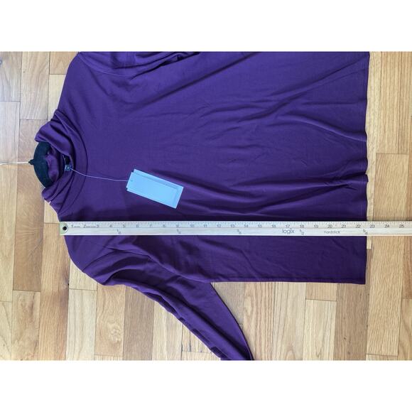 Eileen Fisher Stretch Silk Jersey Scrunch Neck Top Turtleneck Port Maroon Medium - Picture 8 of 9